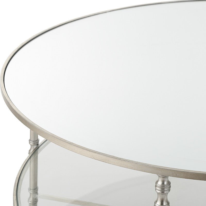 Henzler 91 W x 48 H x 91 D Silver Round Coffee Table with Mirror Top Coffee Tables| Uttermost
