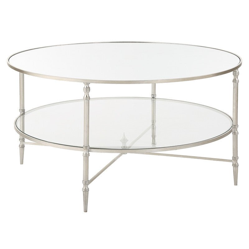 Henzler 91 W x 48 H x 91 D Silver Round Coffee Table with Mirror Top Coffee Tables| Uttermost