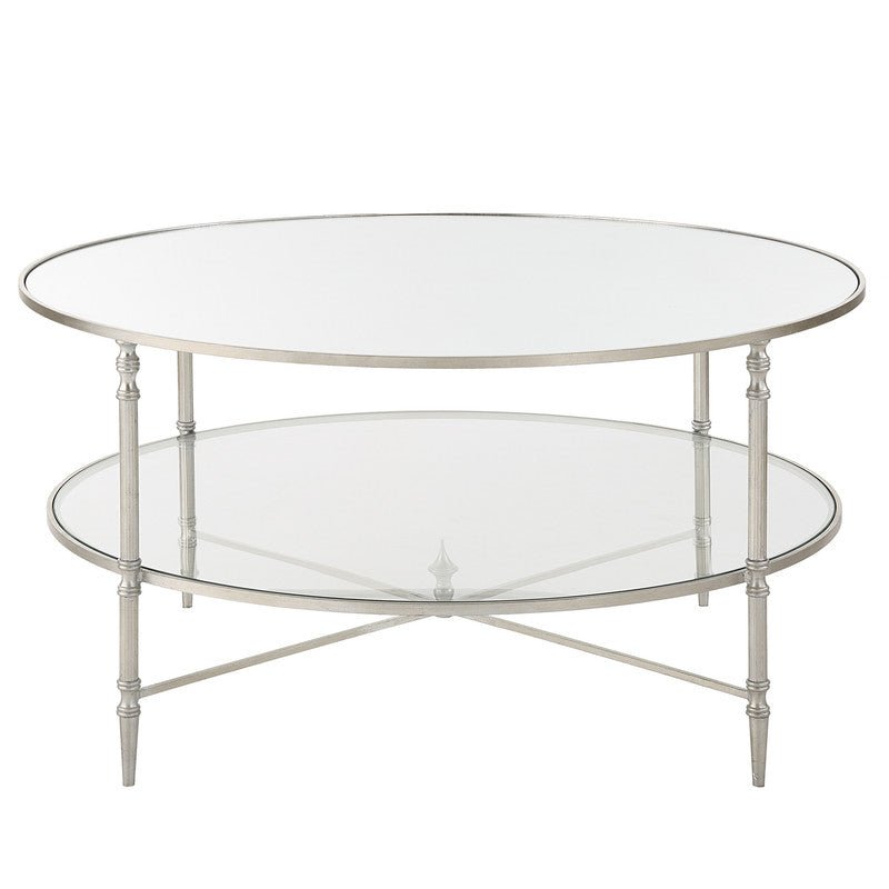 Henzler 91 W x 48 H x 91 D Silver Round Coffee Table with Mirror Top Coffee Tables| Uttermost