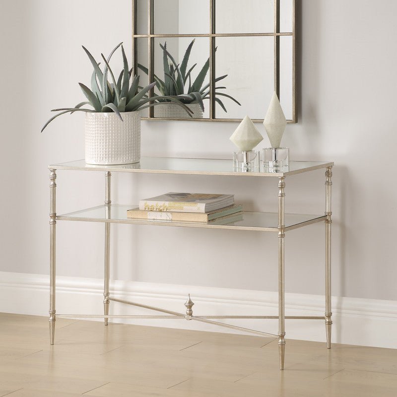 Henzler 91 W x 60 H x 35 D Rectangle Accent Table with Mirror Top - Al Rugaib Furniture
