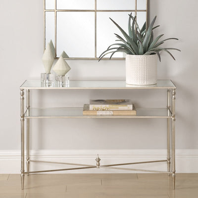 Henzler 91 W x 60 H x 35 D Rectangle Accent Table with Mirror Top - Al Rugaib Furniture