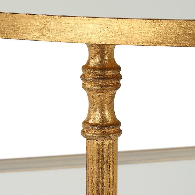 Henzler 91 W x 76 H x 45 D Gold Demilune Console Table with Mirror Top Consoles & Sideboards| Uttermost