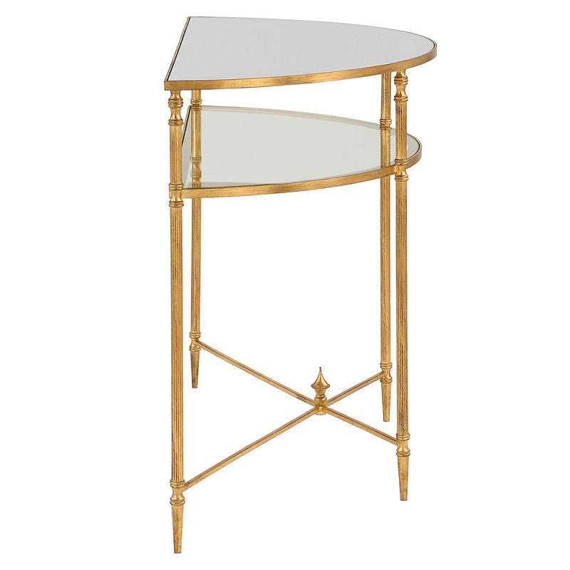 Henzler 91 W x 76 H x 45 D Gold Demilune Console Table with Mirror Top Consoles & Sideboards| Uttermost