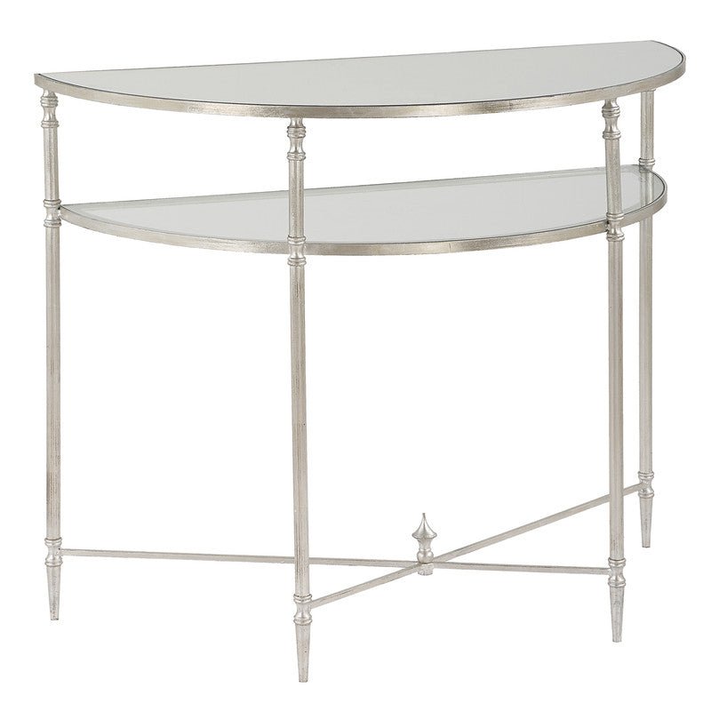 Henzler 91 W x 76 H x 45 D Silver Demilune Console Table with Mirror Top Consoles & Sideboards| Uttermost