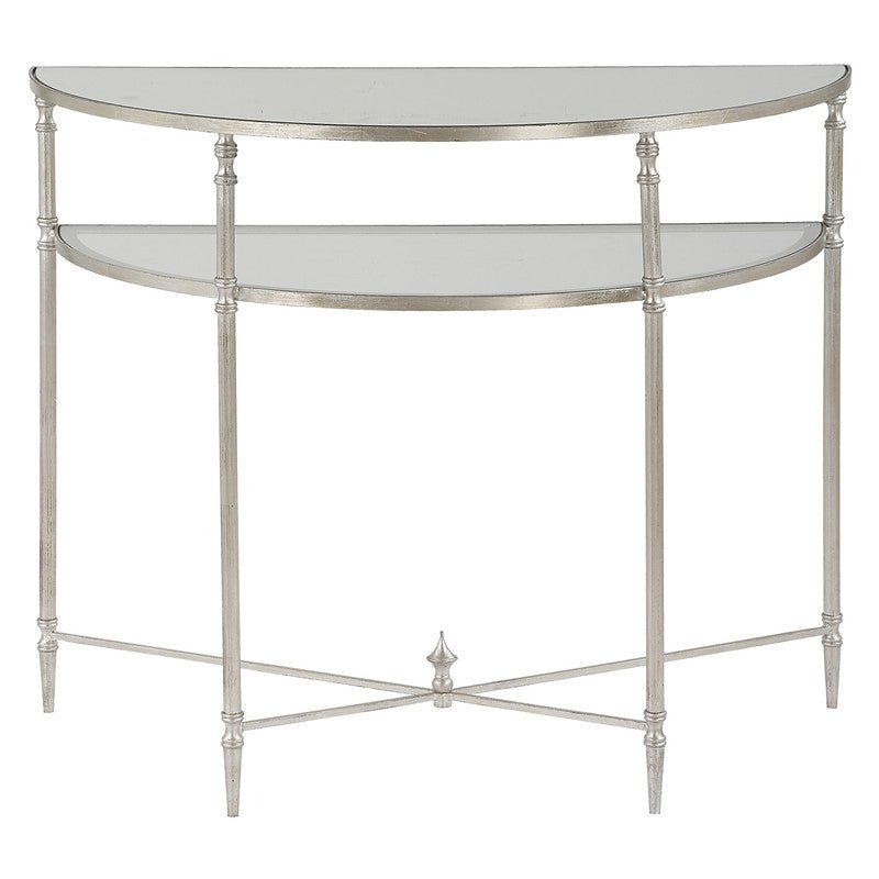 Henzler 91 W x 76 H x 45 D Silver Demilune Console Table with Mirror Top Consoles & Sideboards| Uttermost