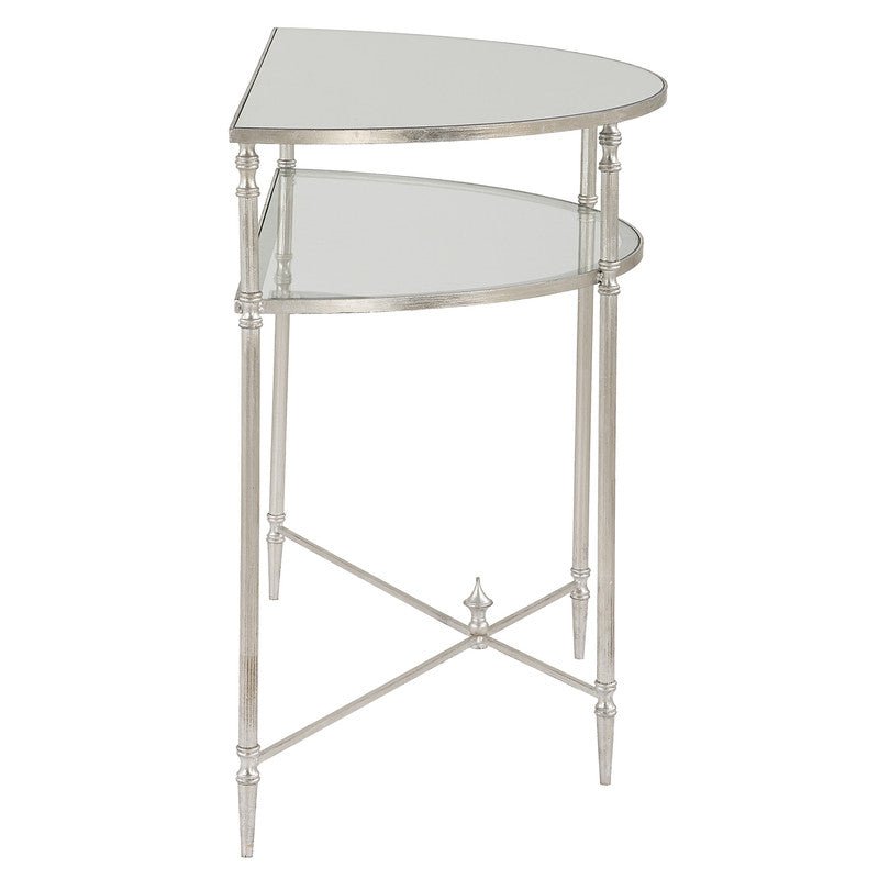 Henzler 91 W x 76 H x 45 D Silver Demilune Console Table with Mirror Top Consoles & Sideboards| Uttermost