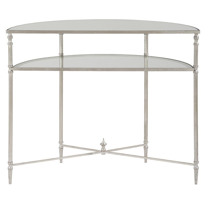 Henzler 91 W x 76 H x 45 D Silver Demilune Console Table with Mirror Top Consoles & Sideboards| Uttermost