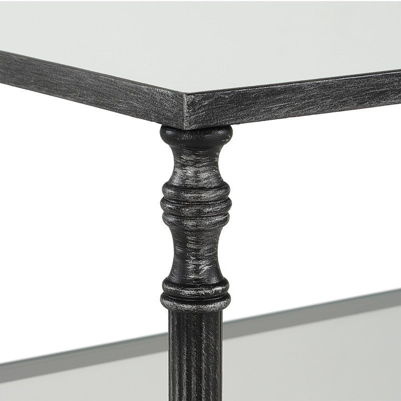 Henzler 91 W x 83 H x 35 D Black Rectangle Console Table with Mirror Top Consoles & Sideboards| Uttermost