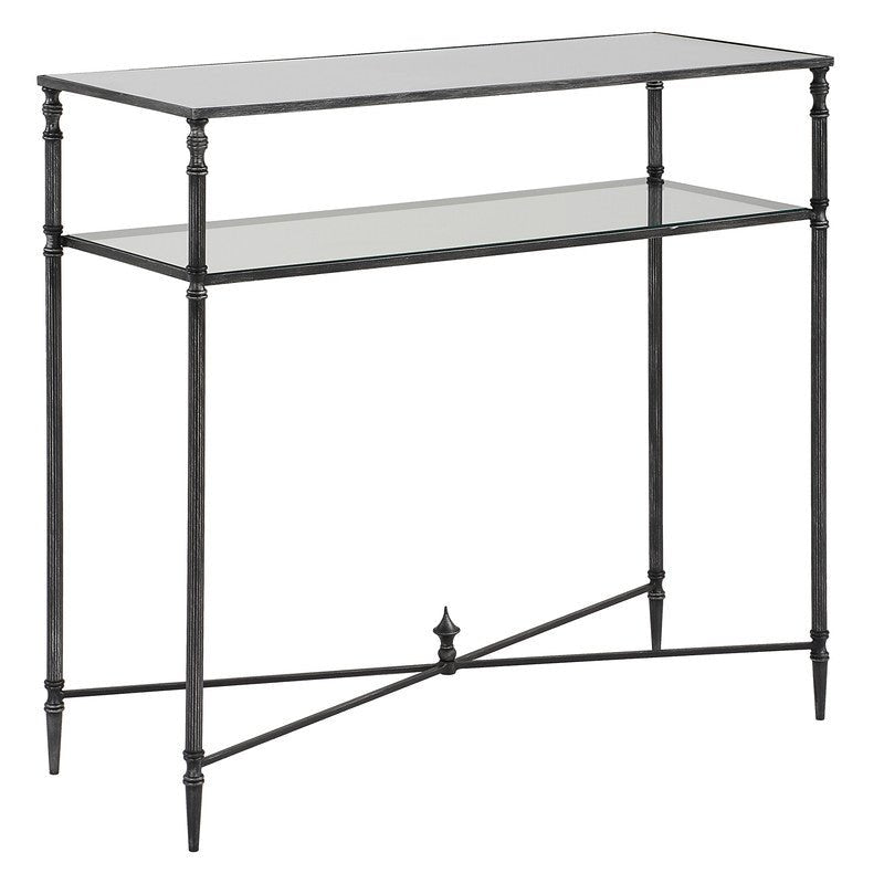 Henzler 91 W x 83 H x 35 D Black Rectangle Console Table with Mirror Top Consoles & Sideboards| Uttermost