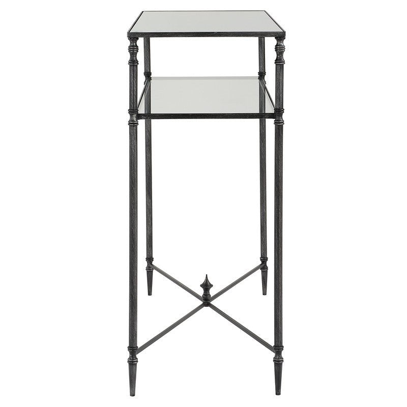 Henzler 91 W x 83 H x 35 D Black Rectangle Console Table with Mirror Top Consoles & Sideboards| Uttermost