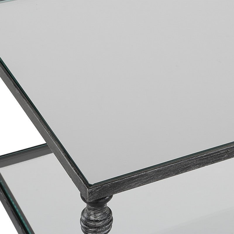 Henzler 91 W x 83 H x 35 D Black Rectangle Console Table with Mirror Top Consoles & Sideboards| Uttermost