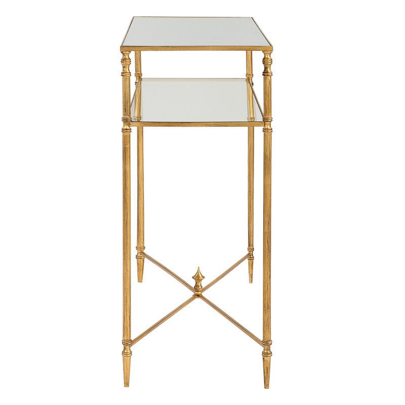 Henzler 91 W x 83 H x 35 D Gold Rectangle Console Table with Mirror Top Consoles & Sideboards| Uttermost