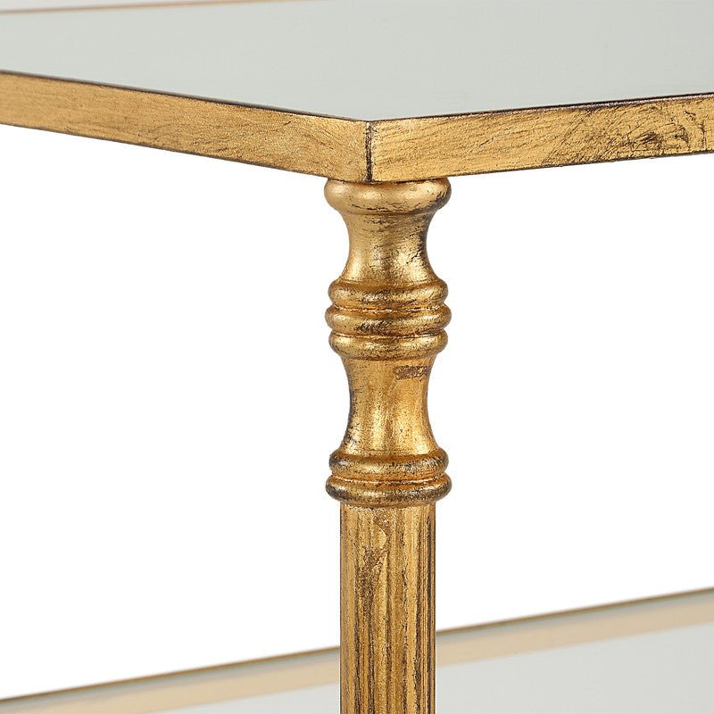 Henzler 91 W x 83 H x 35 D Gold Rectangle Console Table with Mirror Top Consoles & Sideboards| Uttermost