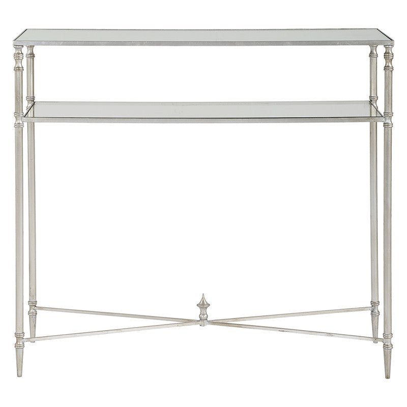 Henzler 91 W x 83 H x 35 D Silver Rectangle Console Table with Mirror Top Consoles & Sideboards| Uttermost