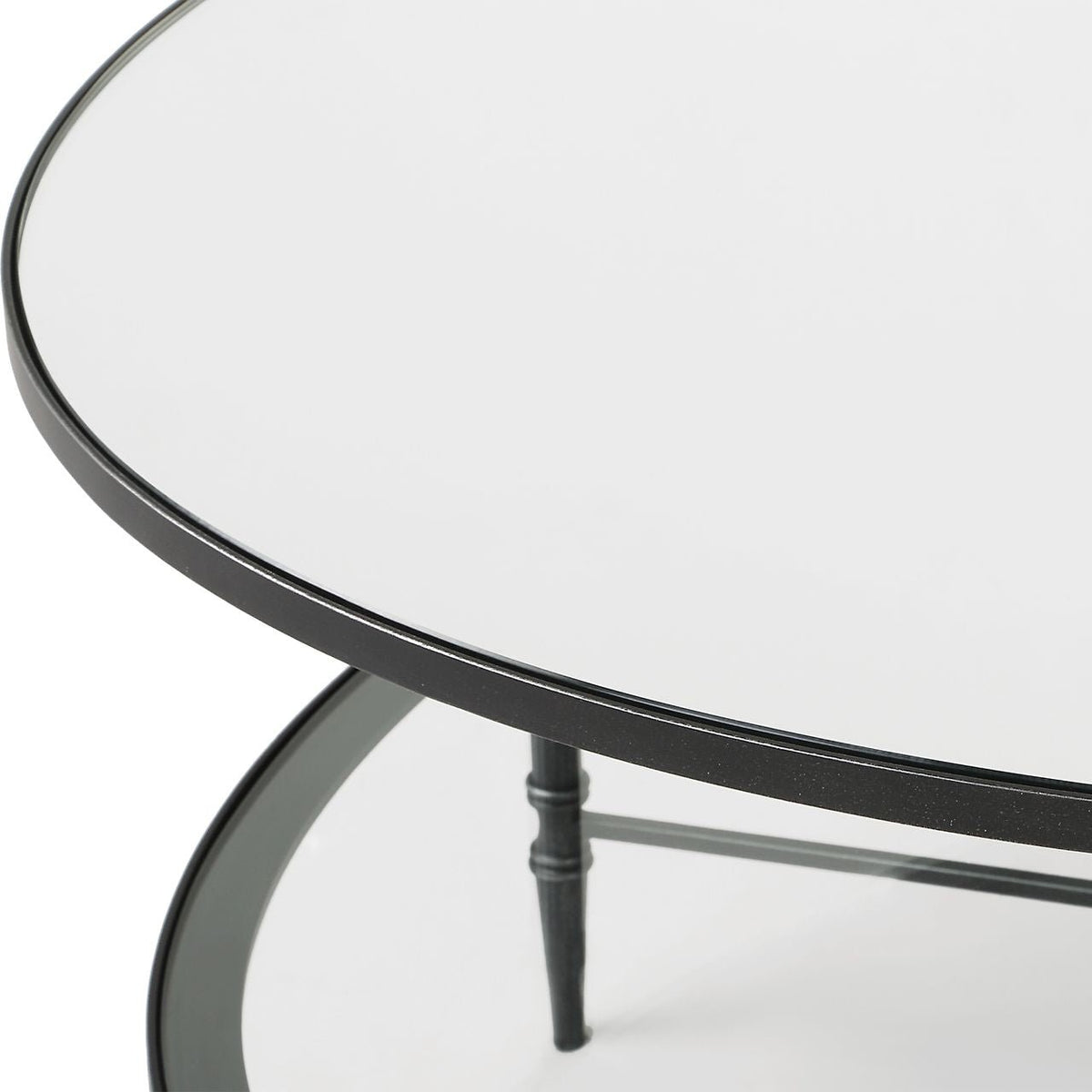Henzler 93 W x 48 H x 134 D Black Oval Coffee Table with Mirror Top Coffee Tables| Uttermost