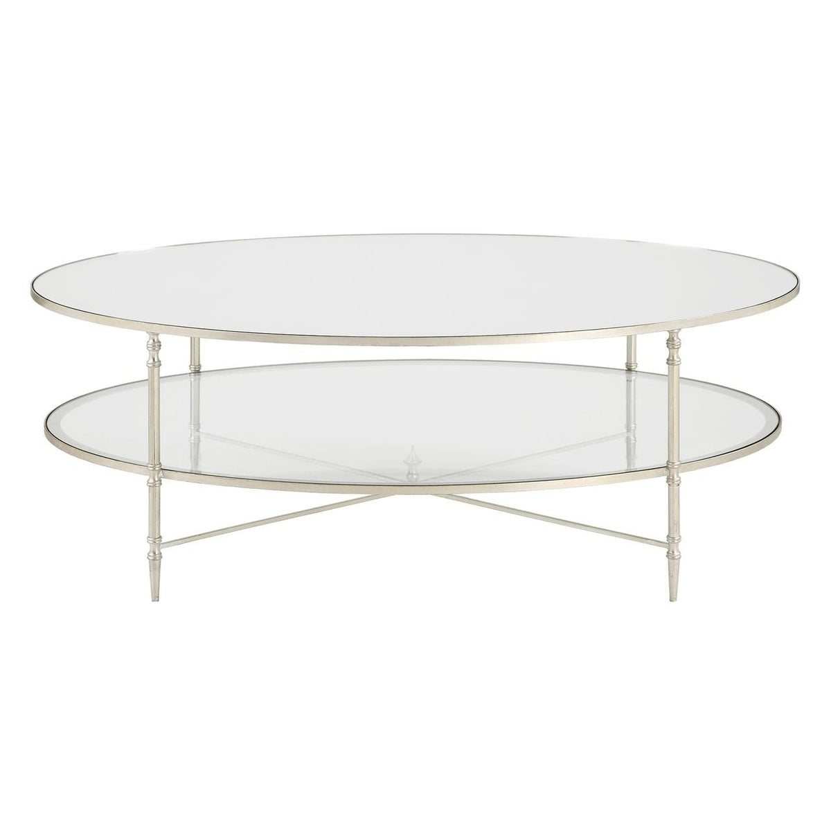 Henzler 93 W x 48 H x 134 D Silver Oval Coffee Table with Mirror Top Coffee Tables| Uttermost
