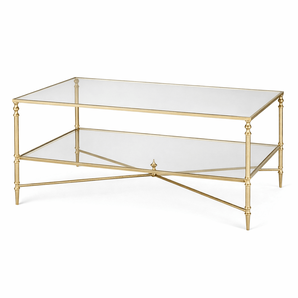 Henzler 95 W x 49 H x 71 D Champagne Rectangle Coffee Table with Mirror Top Coffee Tables| Uttermost