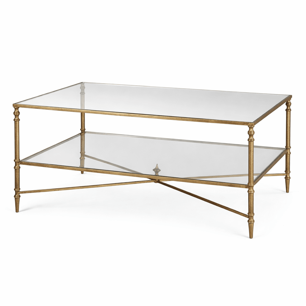 Henzler 95 W x 49 H x 71 D Gold Rectangle Coffee Table with Mirror Top Coffee Tables| Uttermost