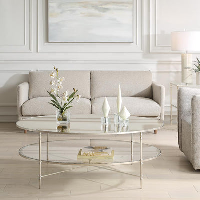 Henzler Oval Coffee Table with Mirror Top - Al Rugaib Furniture