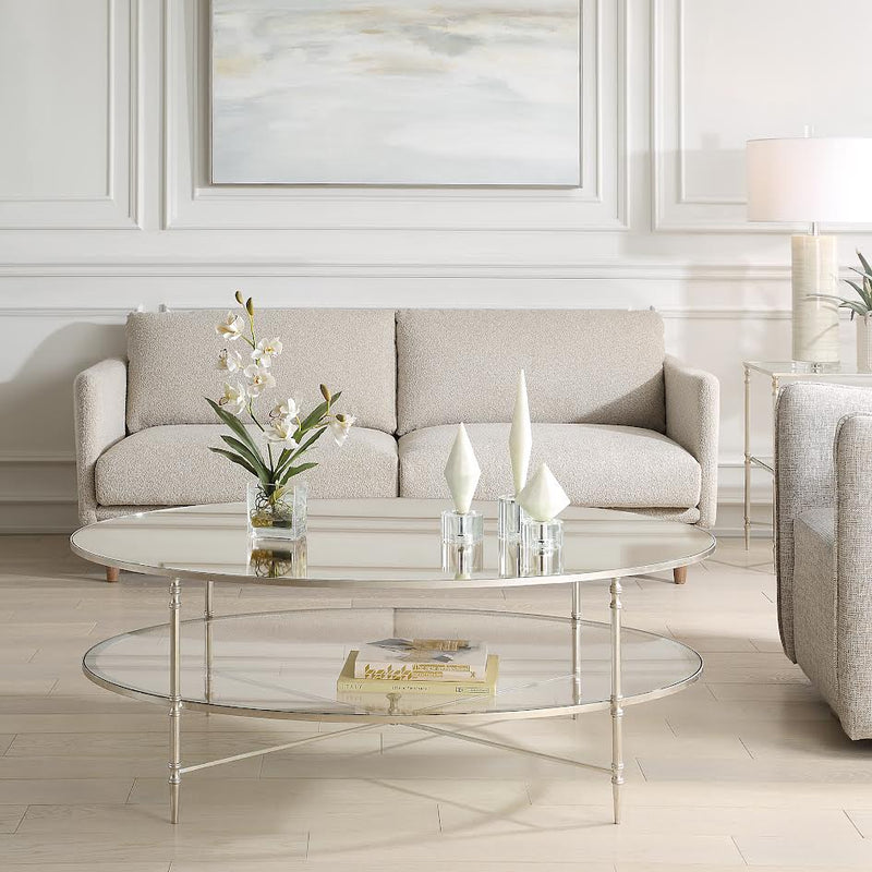 Henzler Oval Coffee Table with Mirror Top - Al Rugaib Furniture