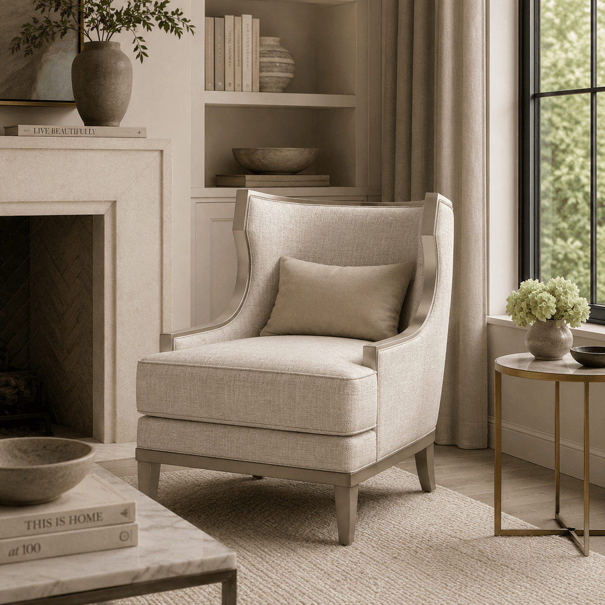Heritage Beige Arm Chair Chairs| Roots Furniture