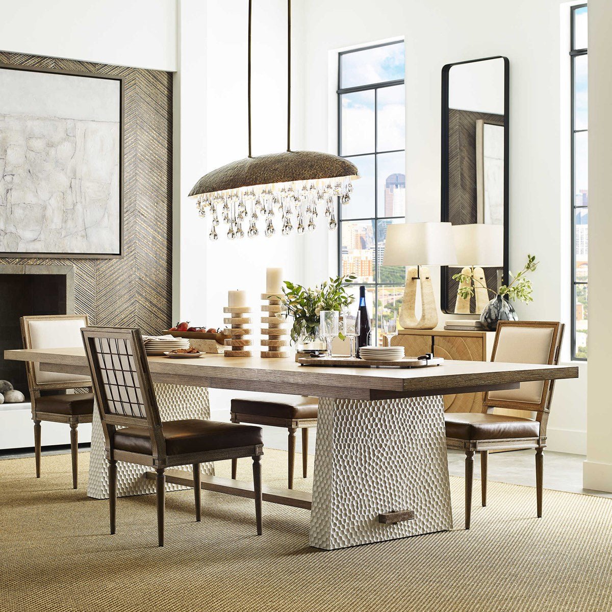 Hewn Trestle Extension Dining Table 2 cartons Dining Tables| Uttermost