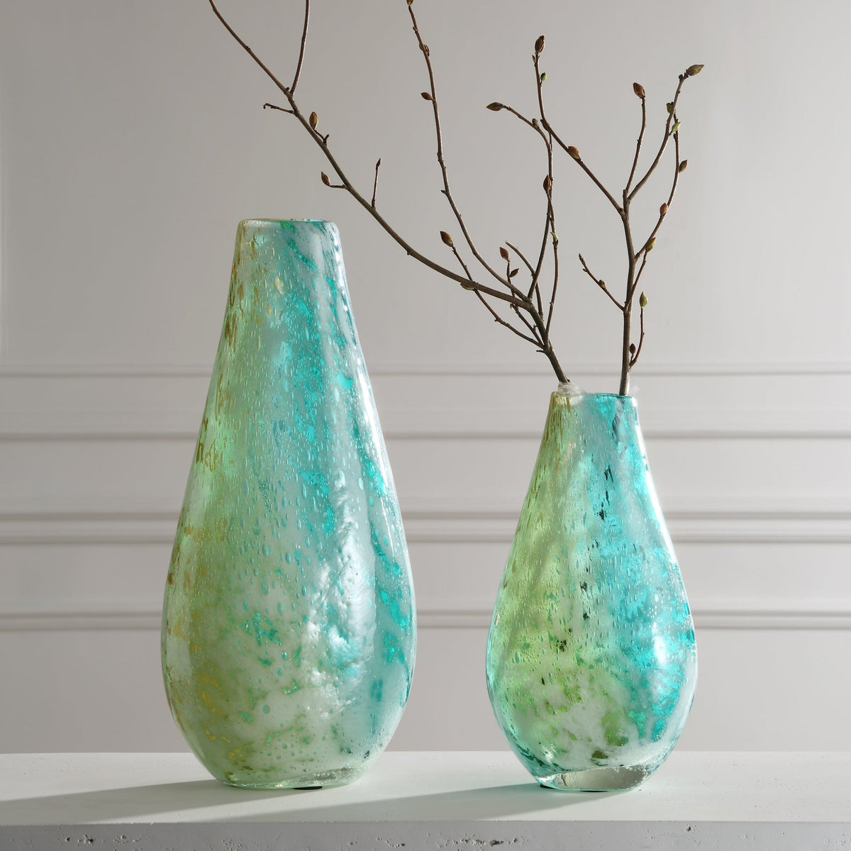High Tide Glass Vases, S/2 Vases and Jars| Uttermost