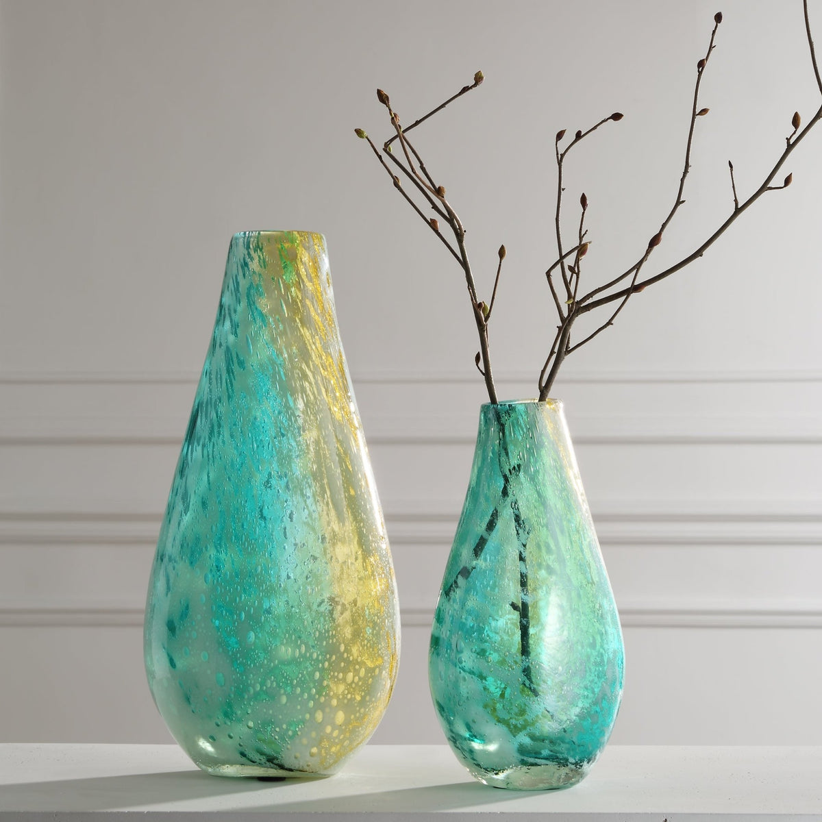 High Tide Glass Vases, S/2 Vases and Jars| Uttermost