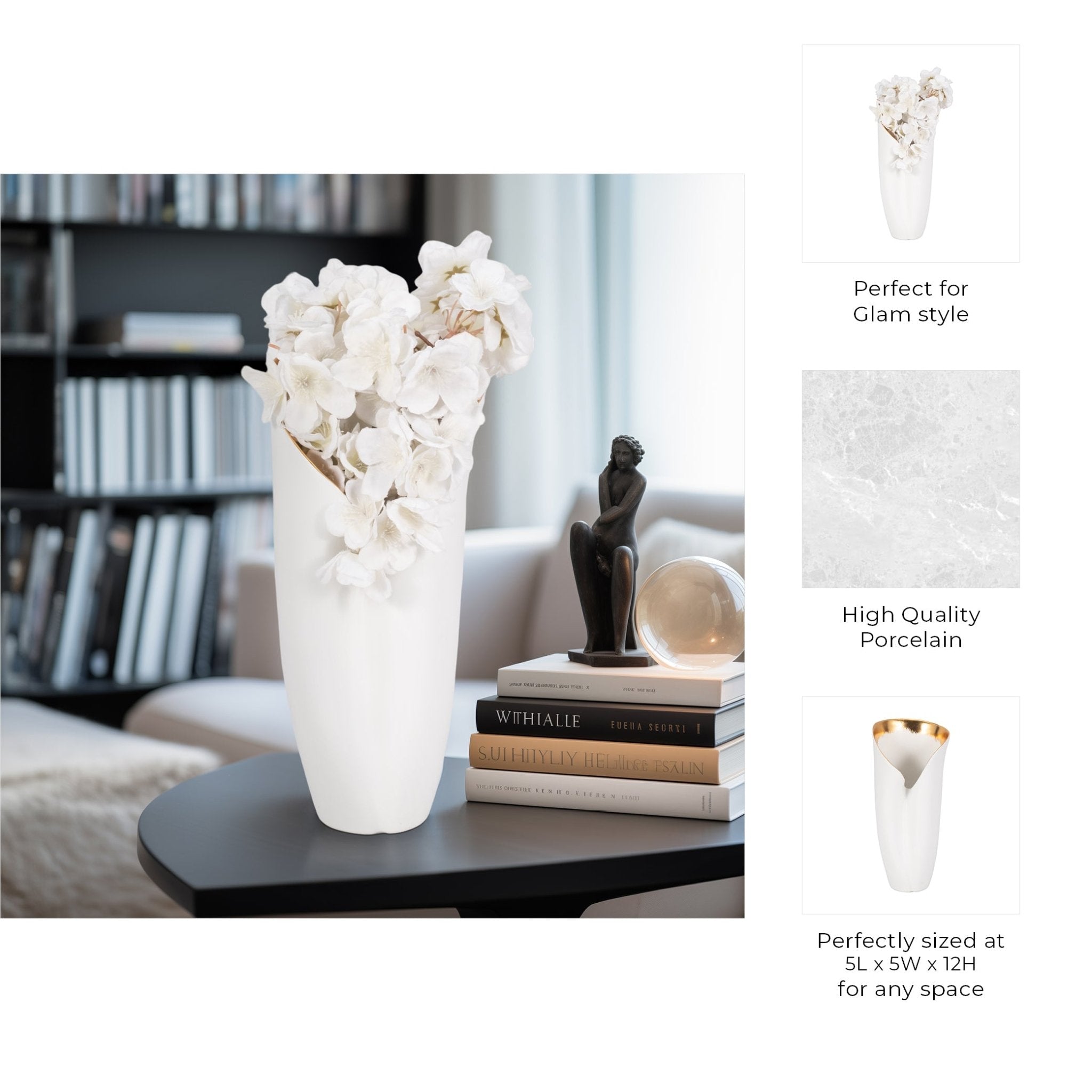 HOLLIS VASE, WHITE Vases and Jars| Sagebrook Home