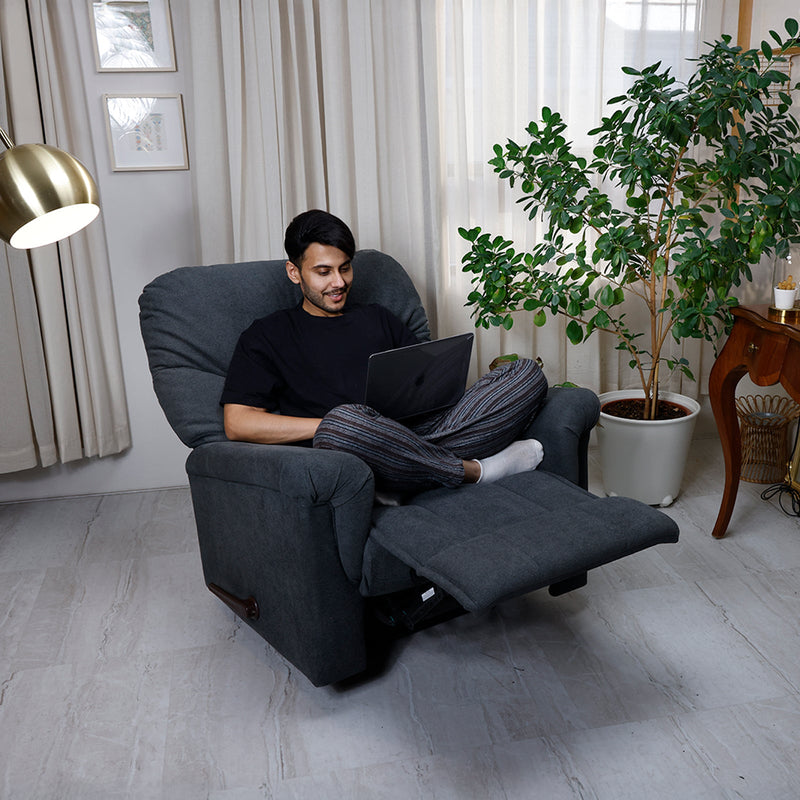 HOMEROS Recliner Chair | Rocking | Velvet | 5 - Year Warranty - Al Rugaib Furniture