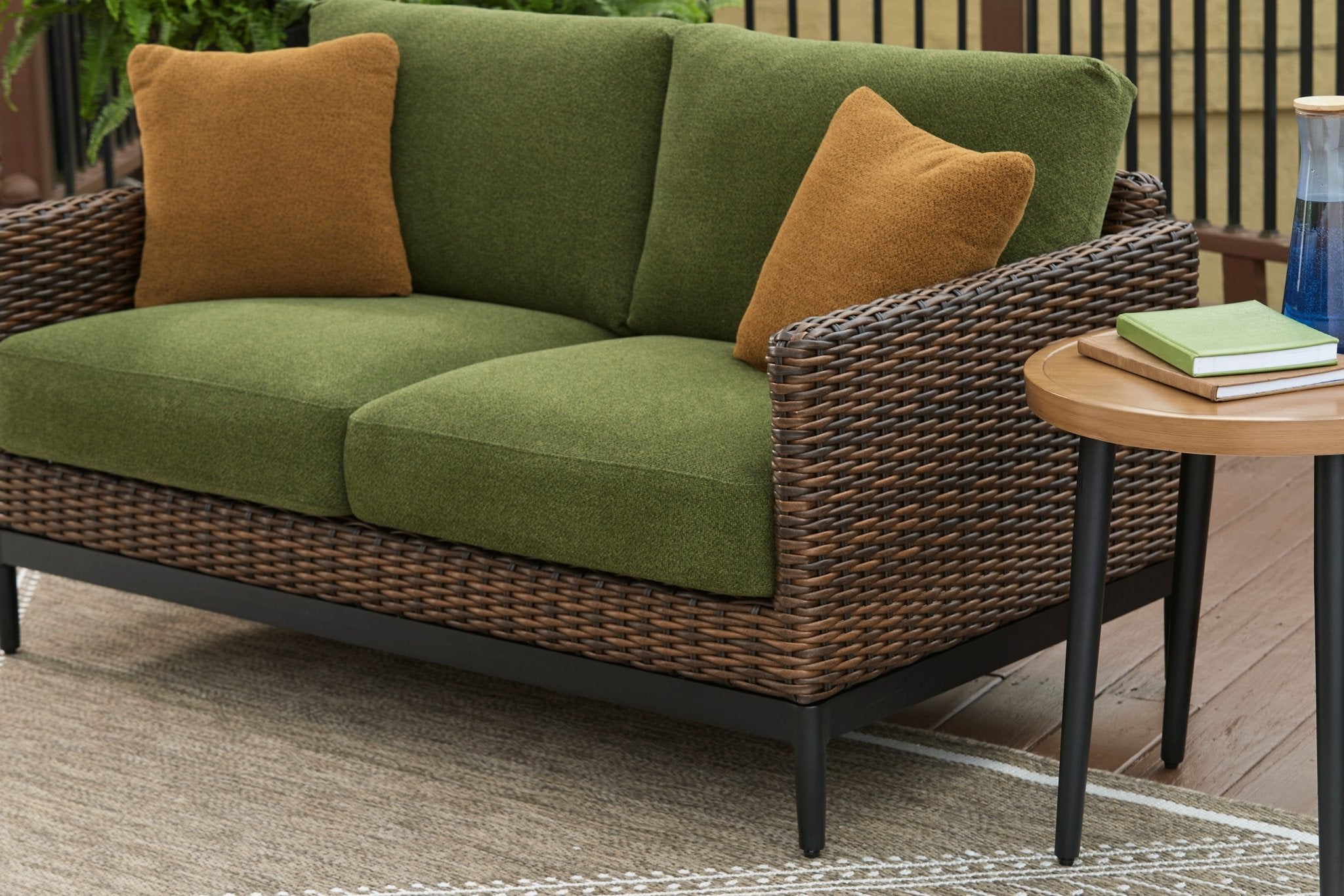 Horizon Hall Outdoor Loveseat with Cushion Outdoor Loveseats & Sofas| Ashley Homestore