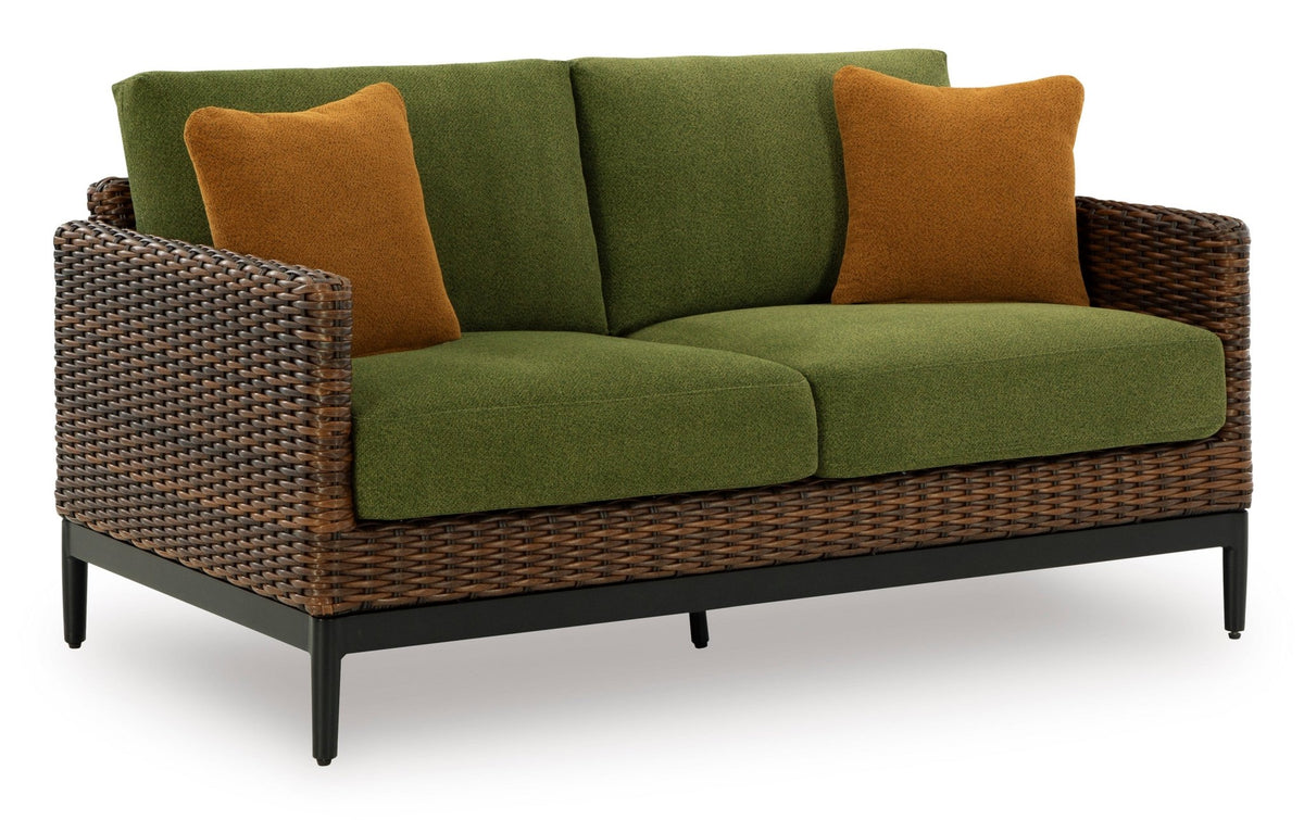Horizon Hall Outdoor Loveseat with Cushion Outdoor Loveseats & Sofas| Ashley Homestore
