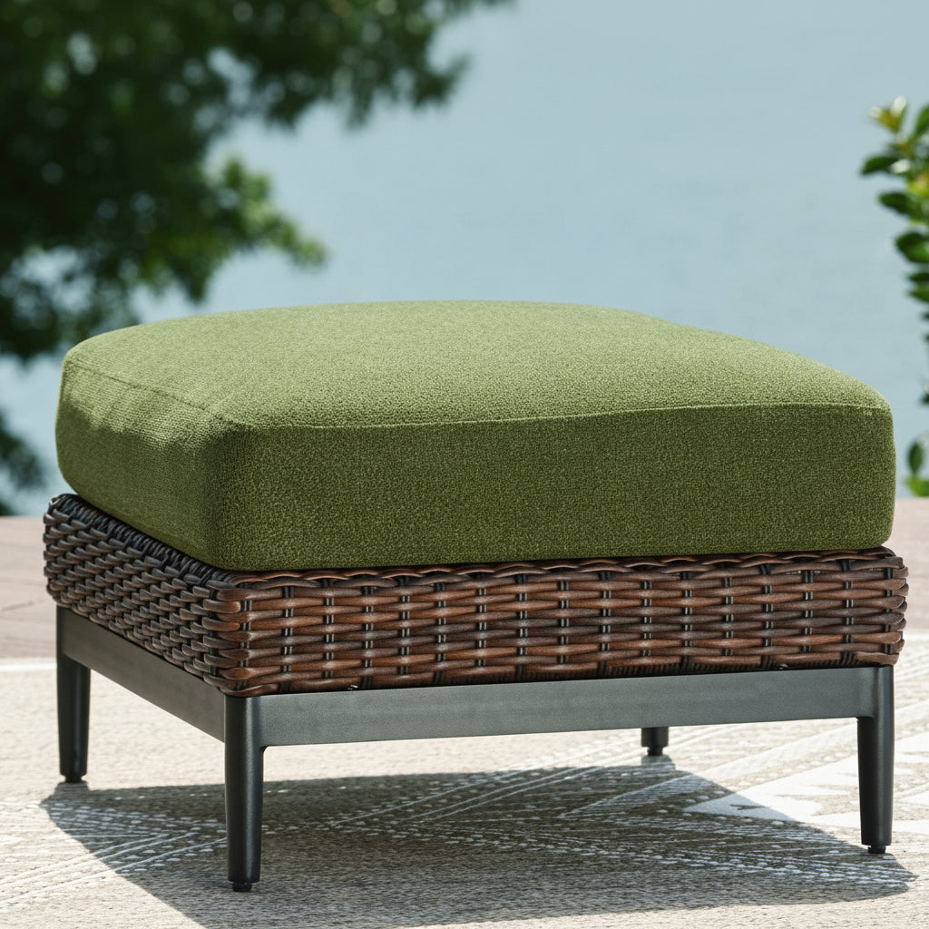 Horizon Hall Outdoor Ottoman with Cushion Outdoor Chairs| Ashley Homestore