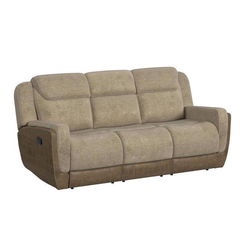 Hornet Motion Loveseat with Console in Rancho Beige Recliners| Roots Furniture