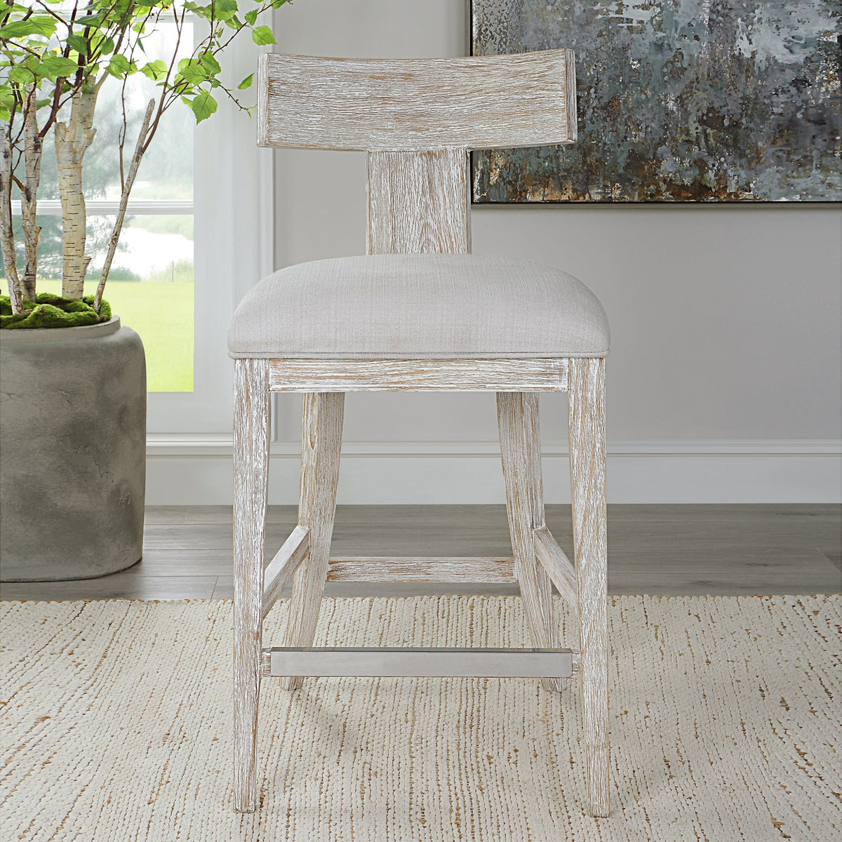 Idris Counter Stool, White Chairs| Uttermost