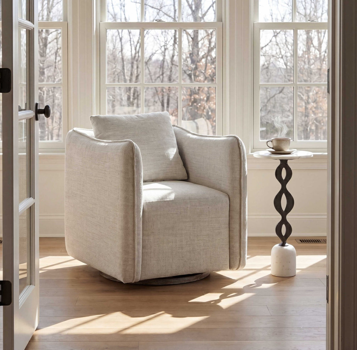 Ila Round White Drink Table Accent & End Tables| Uttermost