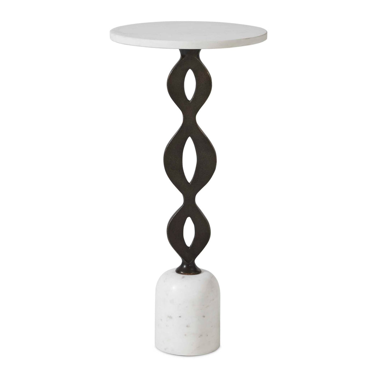 Ila Round White Drink Table Accent & End Tables| Uttermost