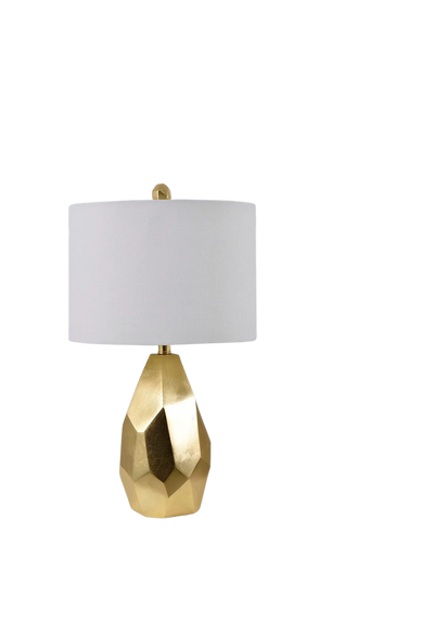 Roxy Table Lamp  25"Ht.,Resin  Shiny Gold Finish  14 x 14 x 10 White Linen Shade