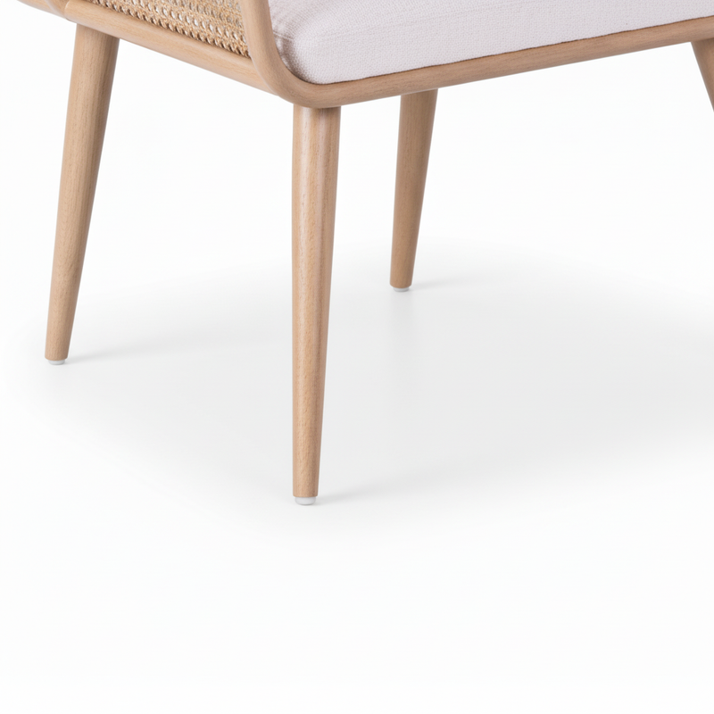 Roma Lounge chair – beige fabric with open rattan arm – Al Rugaib Furniture