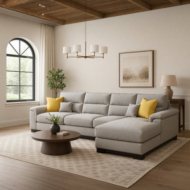 Elegant Grey Corner Sofa