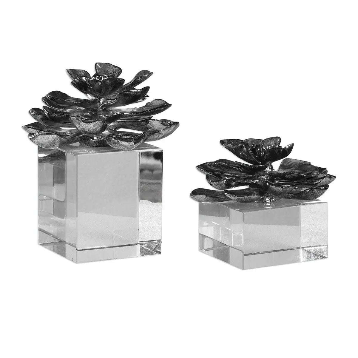Indian Lotus Sculptures, S/2 Table Decors| Uttermost