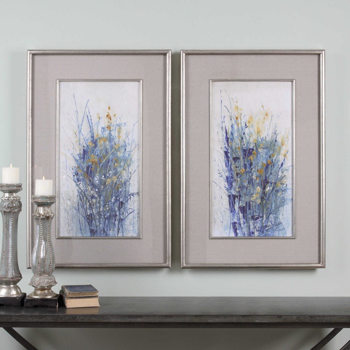 Indigo Florals Framed Prints, S/2 Paintings & Pictures| Uttermost