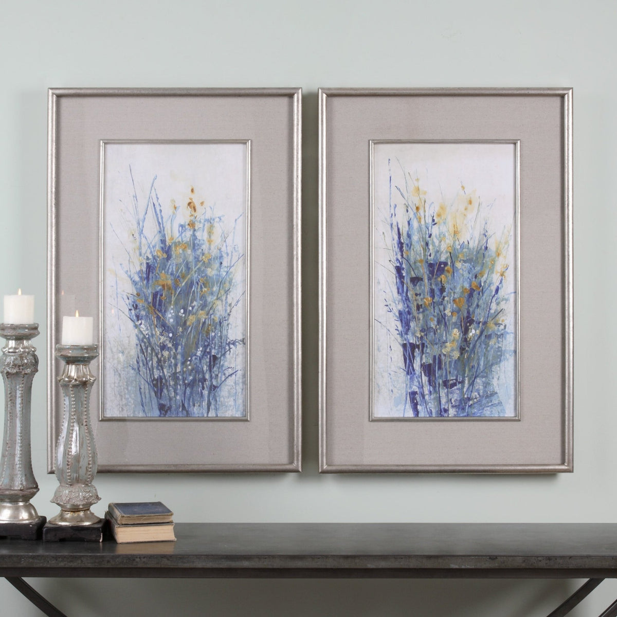 Indigo Florals Framed Prints, S/2 Paintings & Pictures| Uttermost