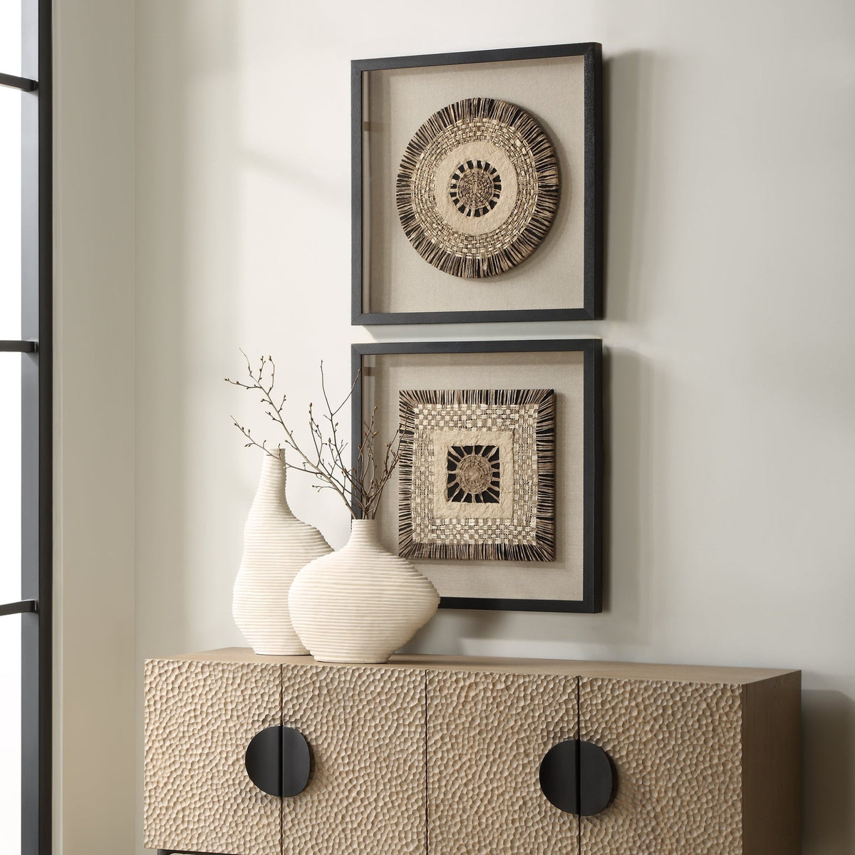 Intertwine Knit Paper Shadow Box, S/2 Paintings & Pictures| Uttermost