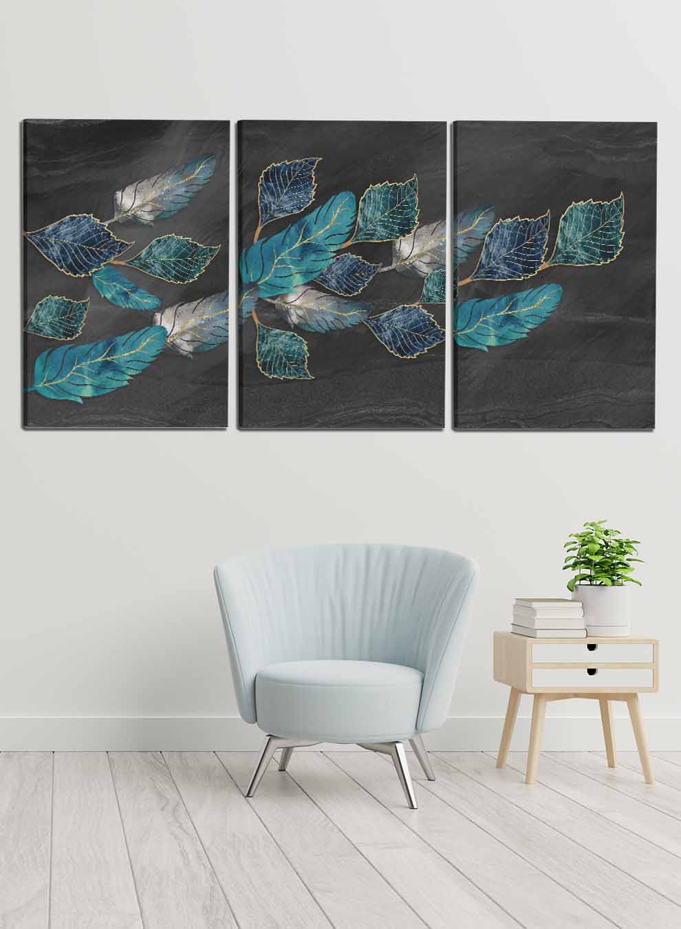 Interwoven Leaves Paintings(set of 3) Paintings & Pictures| LOWHA