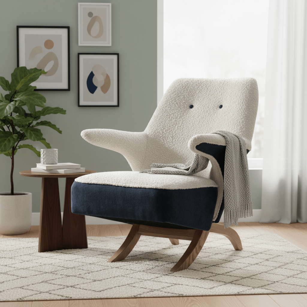 Iris Cream & Indigo Accent Chair Chairs| Roots Furniture