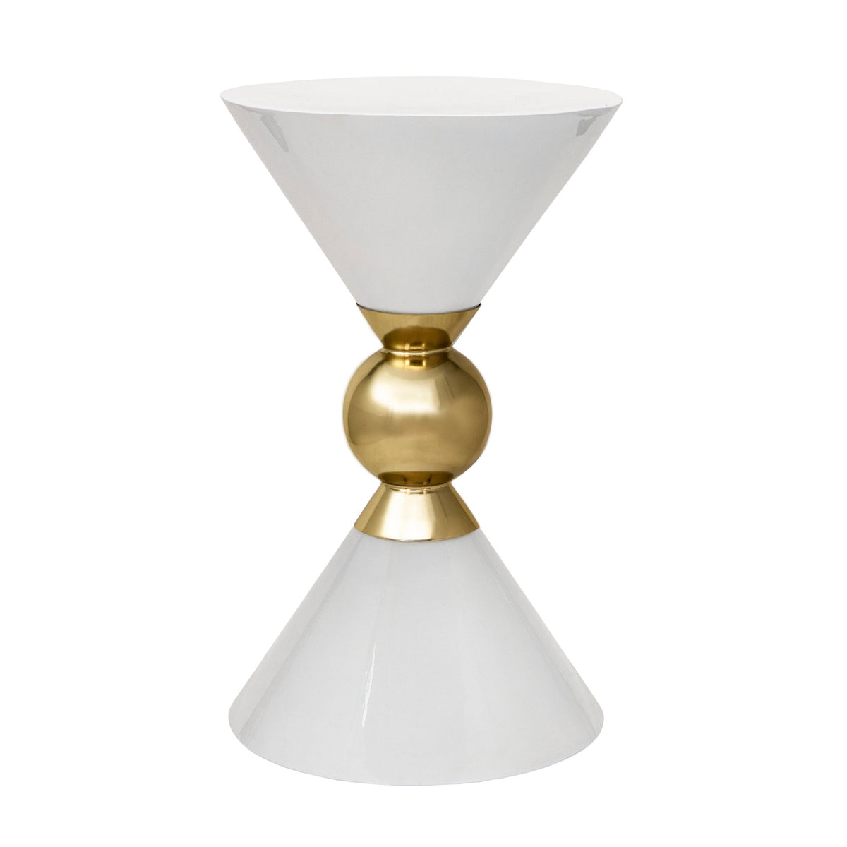 IRON 21" ROUND ACCENT TABLE, WHITE/GOLD Table Decors| Sagebrook Home