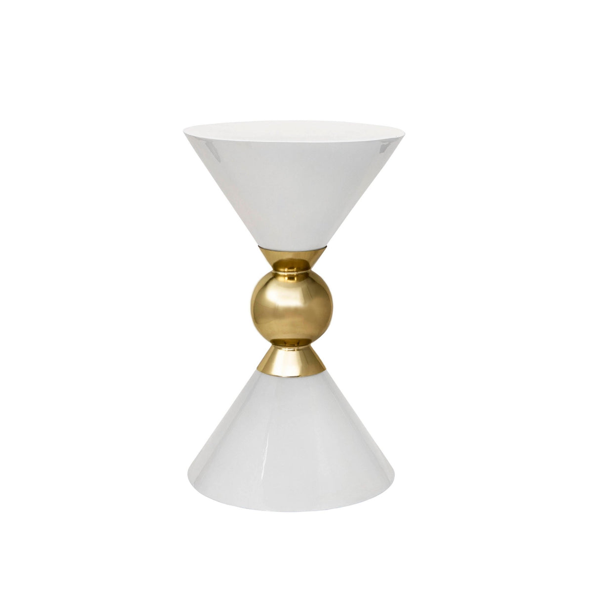 IRON 21" ROUND ACCENT TABLE, WHITE/GOLD Table Decors| Sagebrook Home