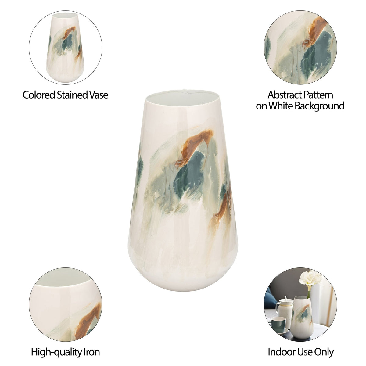 IRON,13"H,COLORED STAINED VASE,WHITE Vases and Jars| Sagebrook Home