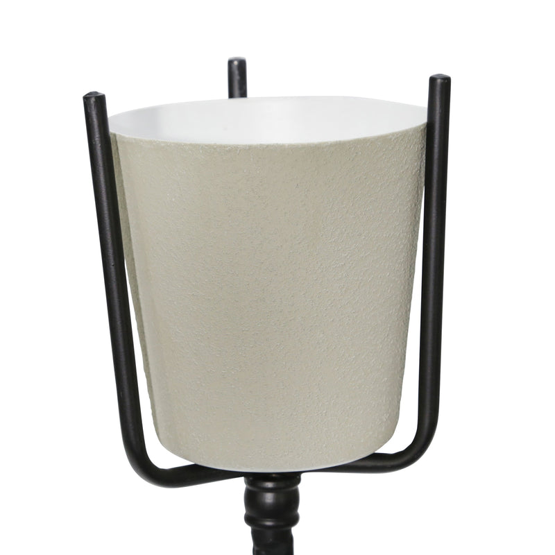 IVORY METAL PLANTER ON STAND,27.5" - Al Rugaib Furniture